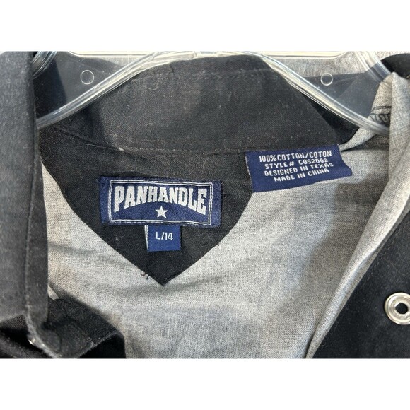 Panhandle Boys Western Rodeo Bull Skull Gray Snap Shirt Sz L 14 Long Sleeve - Picture 8 of 8